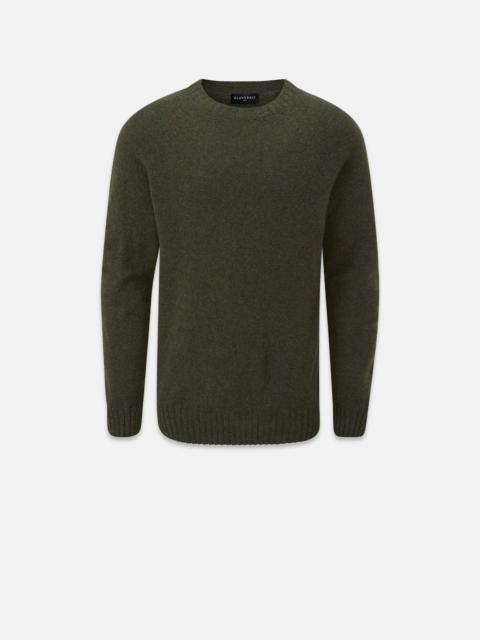 Men's Henley Lambswool Jumper Olive Green