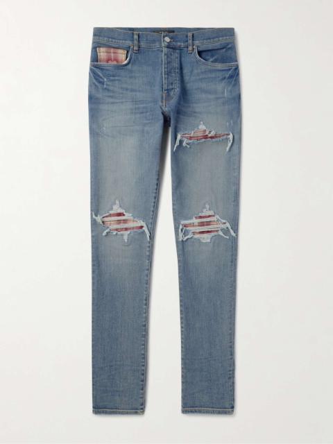 Skinny-Fit Distressed Patchwork Jeans