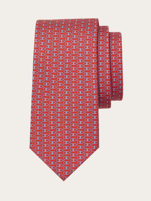 Gancini print silk tie