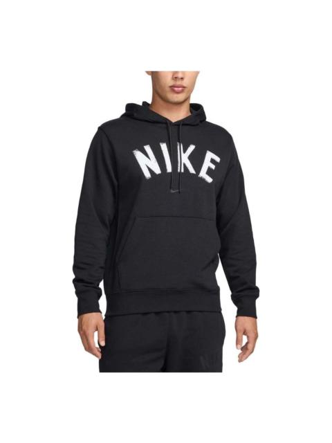 Nike Swoosh Dri-FIT French Terry Pullover Fitness Hoodie Asia Sizing 'Black White' FV9920-010