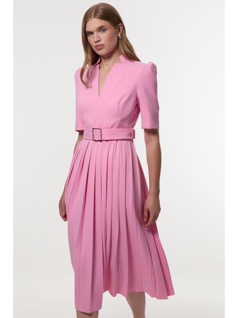 Petite Tailored Structured Crepe Forever Pleat Midi Dress