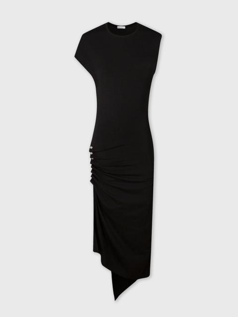 BLACK DRAPED PRESSION DRESS IN JERSEY