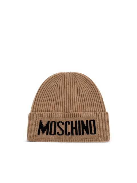 logo-embroidered ribbed beanie