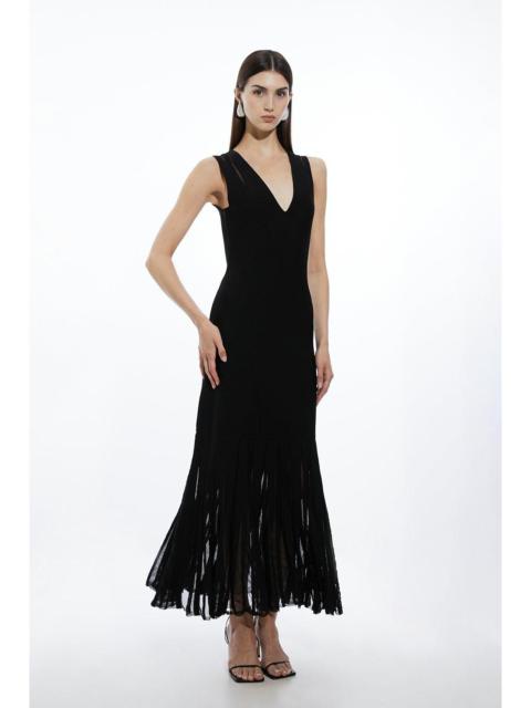 Viscose Blend Sheer Skirt Maxi Knit Dress