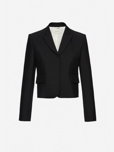 Cropped wool and mohair blazer in black