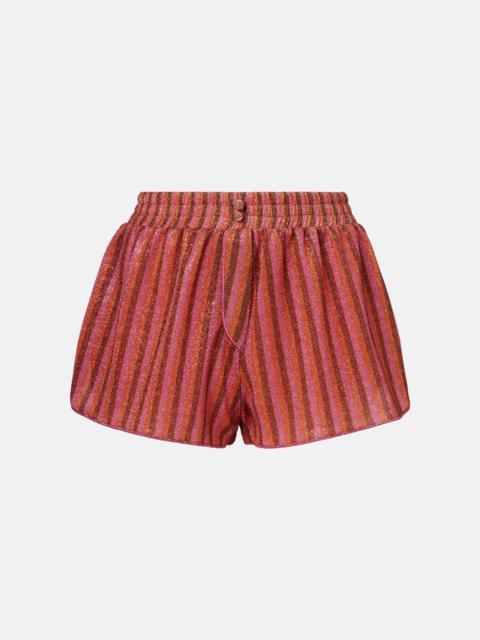 Striped lamé shorts