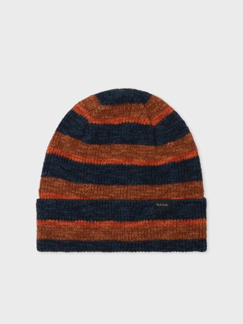 Navy and Orange Stripe Linen-Cotton Beanie