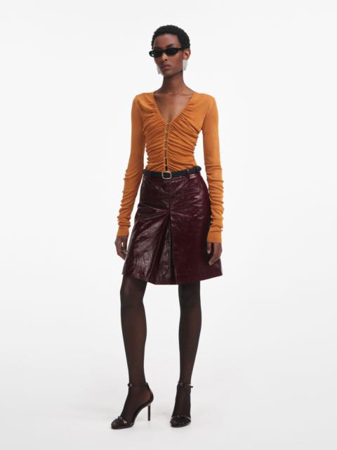 Burnt Orange V Neck Viscose Knit Top