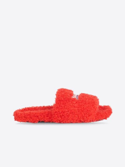 Women's Furry Slide Sandal in Red/white/red