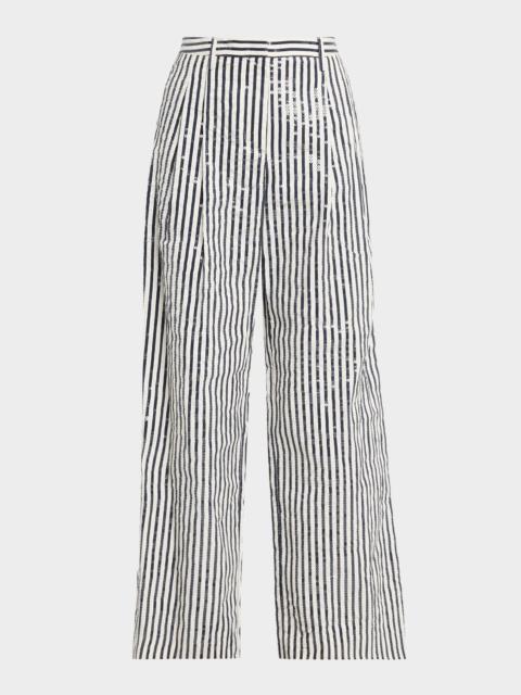 Sulli Clear Sequined Striped Pants