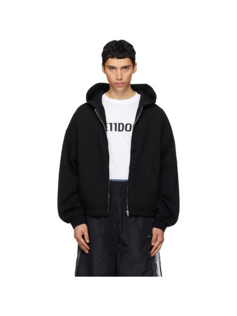Black 'WE11DONE' Zip-Up Hoodie