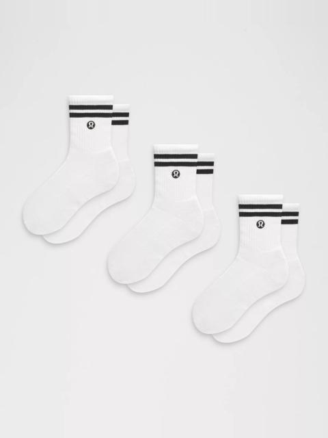 Unisex Daily Essential Quarter Socks 3 Pack *Stripe