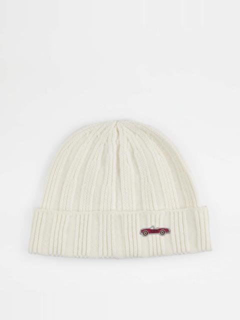 BEANIE IN WOOL AND CASHMERE - WHITE