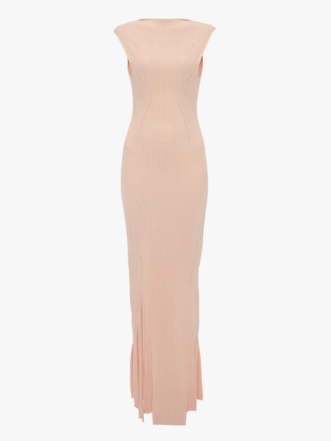 Plait Detail Sleeveless Dress In Pale Peach