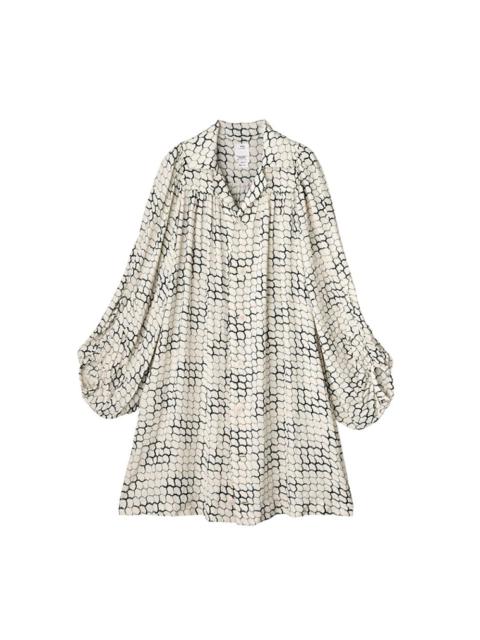 PUFF SLEEVED ONE-PIECE LATTICE IVORY
