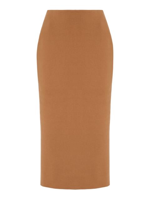 Petra Geo-Jacquard Cotton-Blend Knit Midi Skirt tan