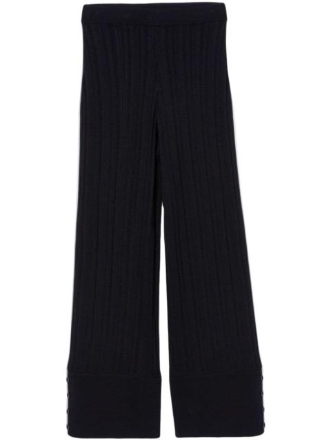 piped-trim flared trousers