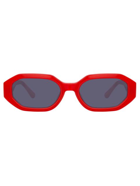 LINDA FARROW THE ATTICO IRENE ANGULAR SUNGLASSES IN RED  display picture 1