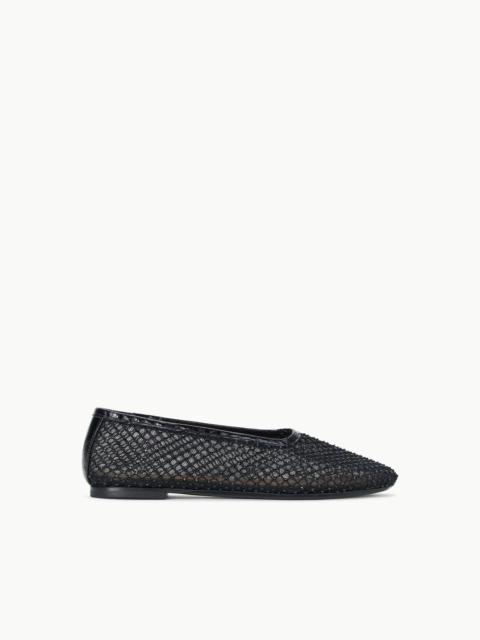 STAUD ALBA BALLET FLAT BLACK CRYSTAL MESH