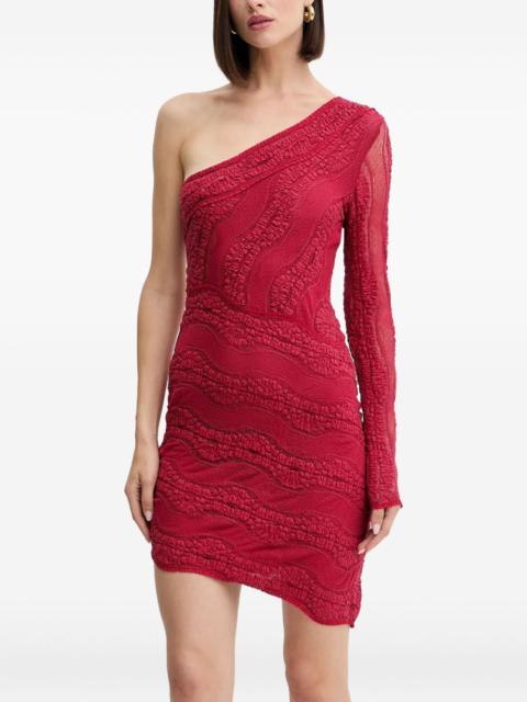 one-shoulder textured mini dress