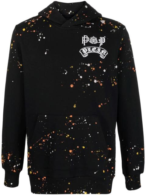 paint splatter-print pullover hoodie