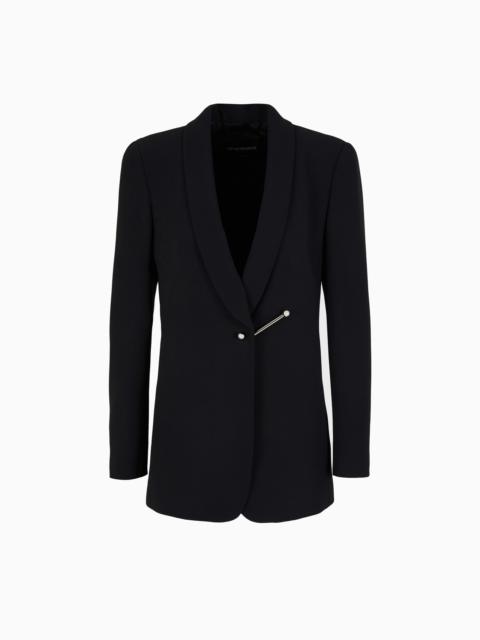 Shawl collar jacket in envers satin with piercing-style closure