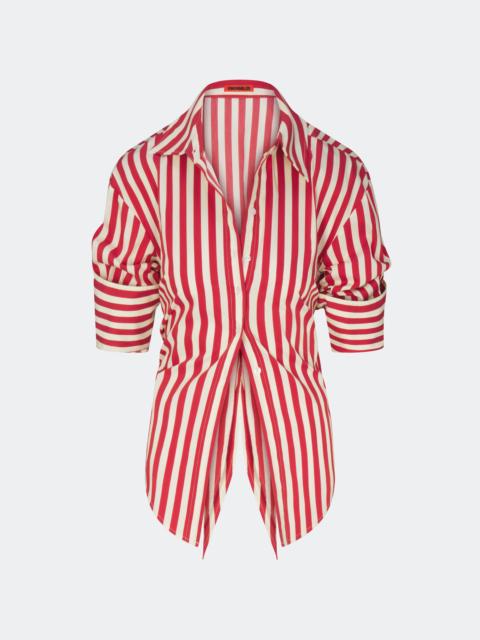 Loch Poplin Button Up in Venetian Red Stripe