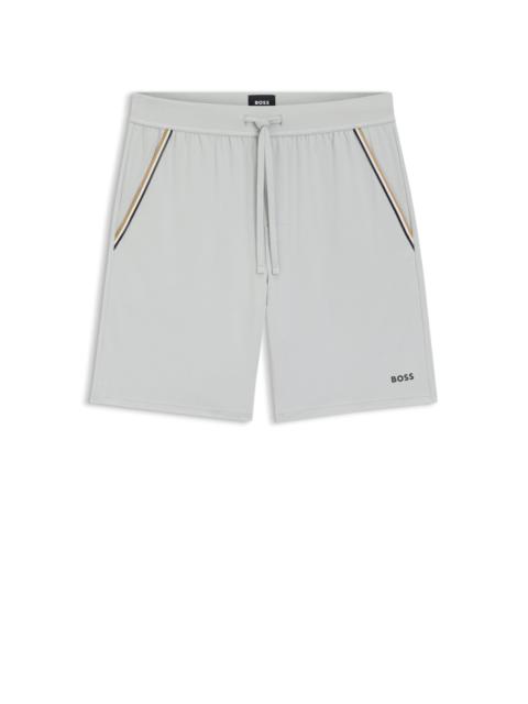 STRETCH-COTTON PYJAMA SHORTS WITH SIGNATURE-STRIPE TAPE