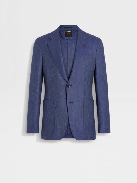 INK BLUE SILK CASHMERE AND LINEN JACKET