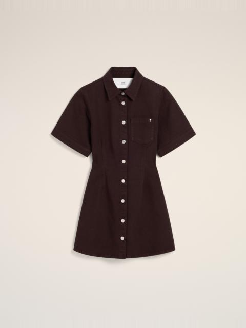 BURGUNDY COTTON SHORT SLEEVE SHIRT DRESS