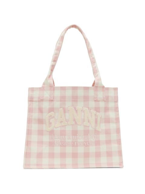 Pink & White Vichy Check Large Tote