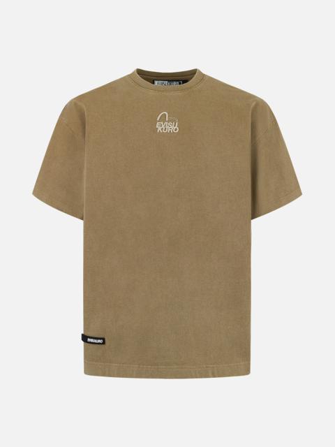 Seagull and Logo Embroidery Oversized Garment Dye T-Shirt