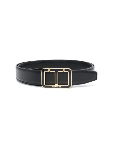 logo-buckle leather belt