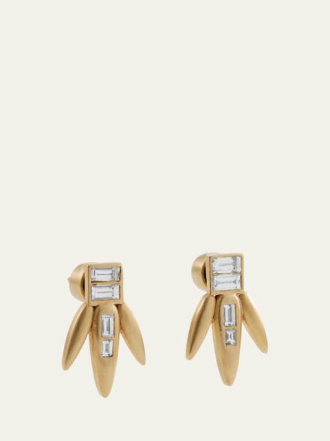 Baguette Diamond Grass Straw Earrings in 18K Yellow Gold