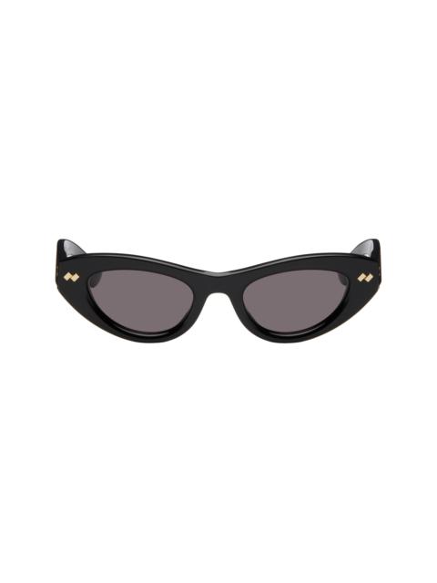 Black Bold Ribbon Stud Cat Eye Sunglasses
