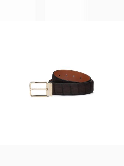 Dark brown alligator nubuck belt