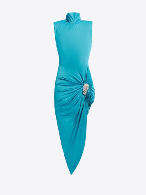 CRYSTAL CLUSTER DRAPED MIDI DRESS