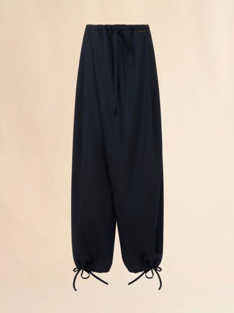 BLUE TROPICAL WOOL DRAWSTRING TROUSERS