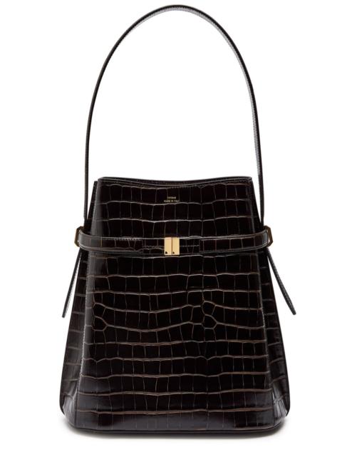Toteme Belted Crocodile-effect Leather Bucket bag