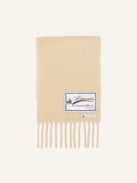 WHITE FRINGED WOOL SCARF WITH 22 FAUBOURG LABEL