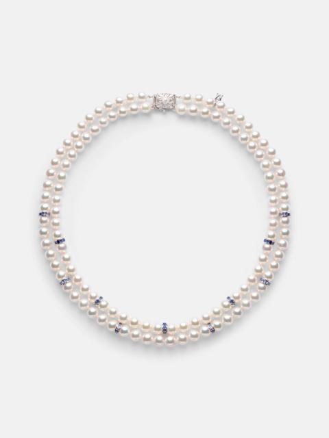 18kt white gold necklace with Akoya pearls and sapphires