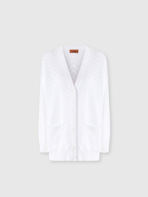 Tonal chevron oversized cardigan