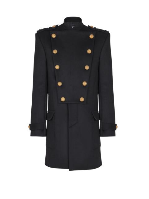 Wool and cashmere coat with detachable bib front