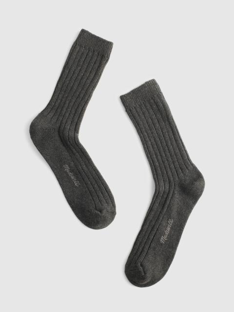 Ribbed Crew Socks in Cotton