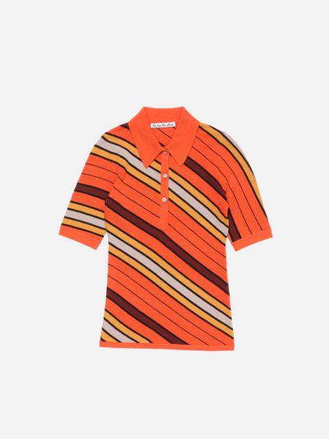 Wool polo knit - Multi orange
