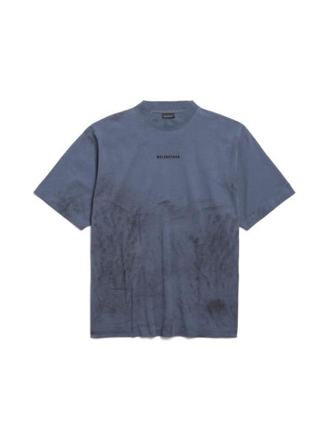 Men's Balenciaga Back T-shirt Medium Fit in Faded Dark Blue/black