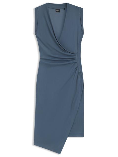 WRAP-FRONT DRESS WITH GATHERED DETAILS
