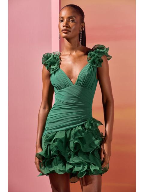 SILK PLISSE ESSENCE FLUTTER MINI DRESS