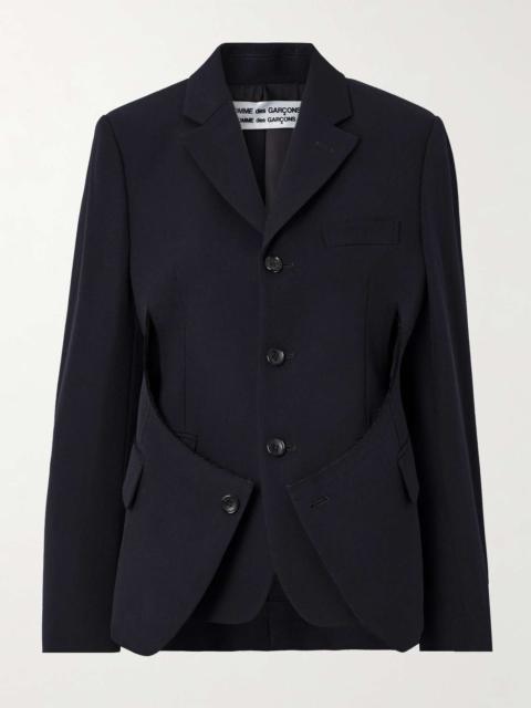 Layered cutout wool-twill blazer Navy