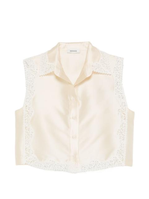 lace-panel shirt